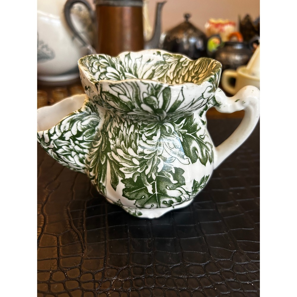 James Kent Old Foley Green Chrysanthemum Shaving Scuttle Mug Staffordshire